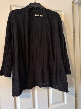 Cato Black Open-Front Cable Knit Cardigan